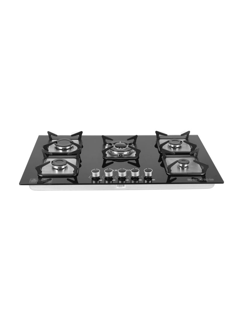 KRYPTON 2-In-1 Built-In Gas Hob - 5 Burners, Tempered Glass Top, Stove With Sabaf Burner, Low Consumption And Improved Flow For Efficient Heating/ Pulse Ignition System, Perfect For Residential Use, Apartment, 2 Years Warranty KNGC6434 Black - Image 1
