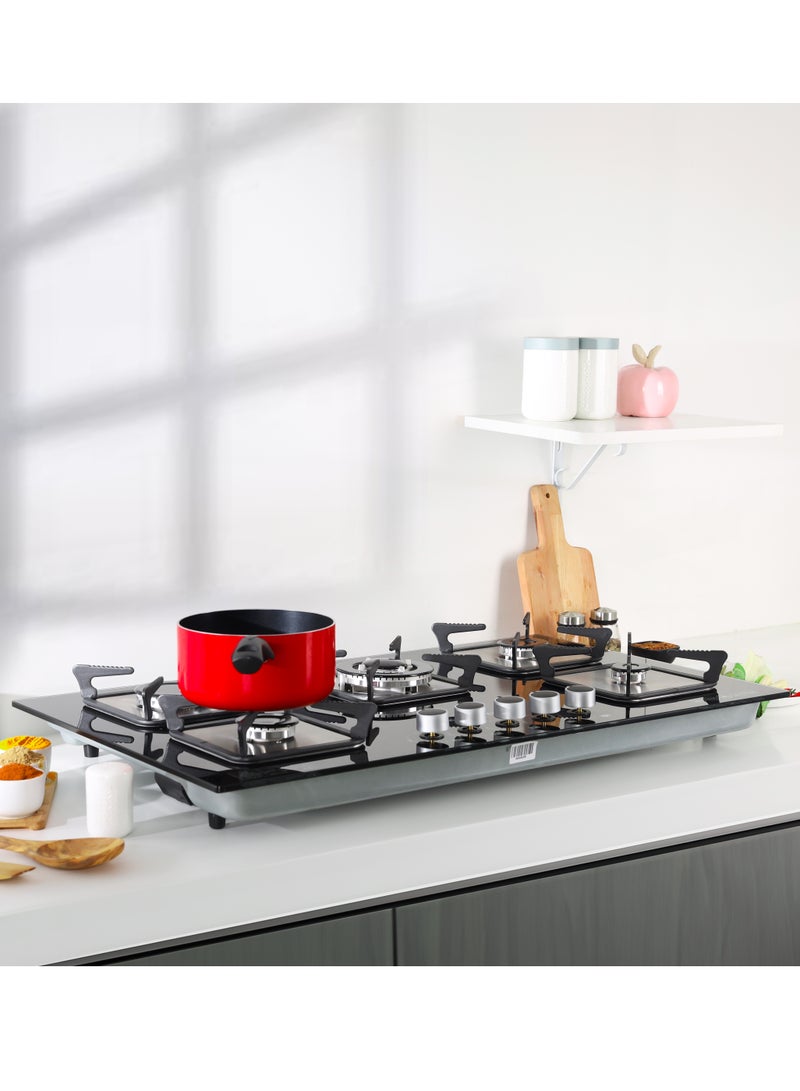 KRYPTON 2-In-1 Built-In Gas Hob - 5 Burners, Tempered Glass Top, Stove With Sabaf Burner, Low Consumption And Improved Flow For Efficient Heating/ Pulse Ignition System, Perfect For Residential Use, Apartment, 2 Years Warranty KNGC6434 Black - Image 3