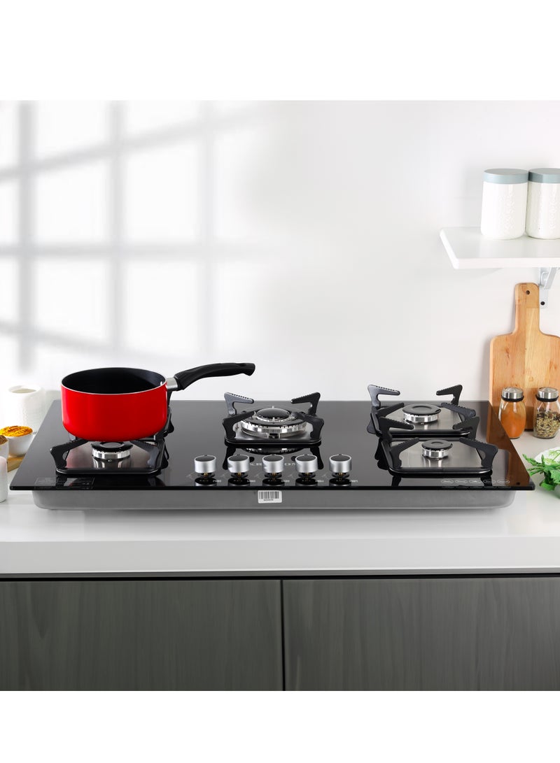 KRYPTON 2-In-1 Built-In Gas Hob - 5 Burners, Tempered Glass Top, Stove With Sabaf Burner, Low Consumption And Improved Flow For Efficient Heating/ Pulse Ignition System, Perfect For Residential Use, Apartment, 2 Years Warranty KNGC6434 Black - Image 2
