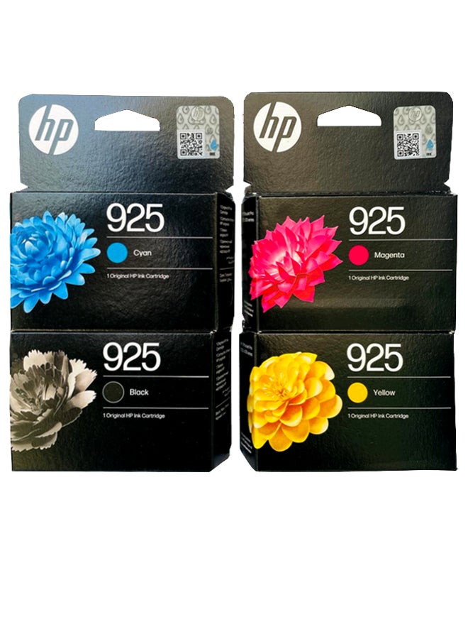 HP 925 4-Color Ink Cartridge Set For Officejet Pro 8123, Officejet Pro 8120 series, OfficeJet Pro 8130 series Black,Cyan,Yellow,Magenta - Image 1