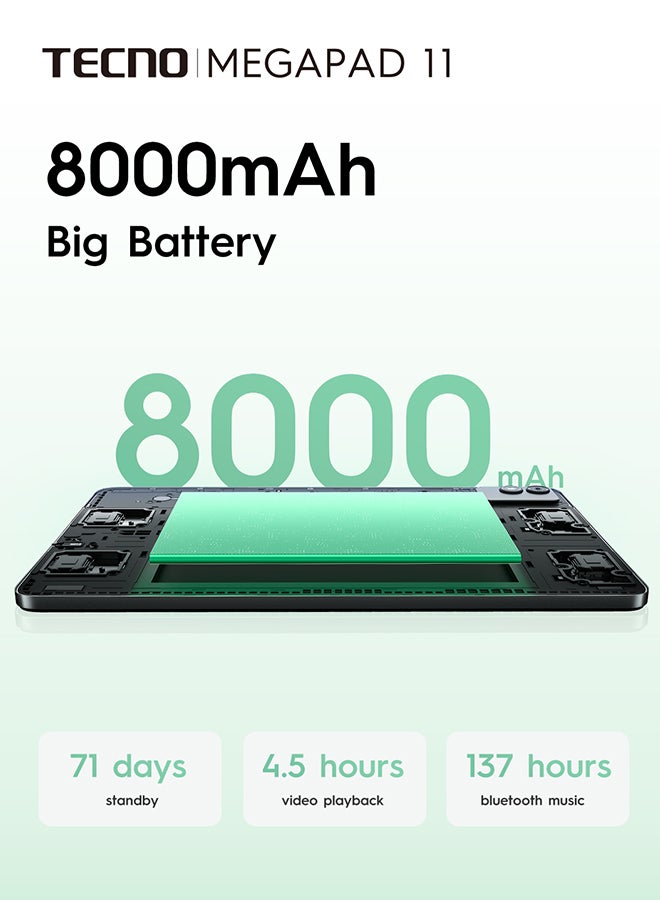 TECNO - MEGAPAD 11 inch vatality green 8GB RAM 256GB 4G LTE - Middle East Version - Image 1