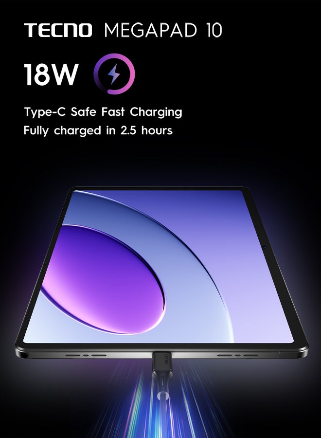 تكنو - MEGAPAD 10.1 inch Dark grey 4GB RAM 128GB  4G LTE  + free MEGAPAD cover - Middle East Version - Image 1