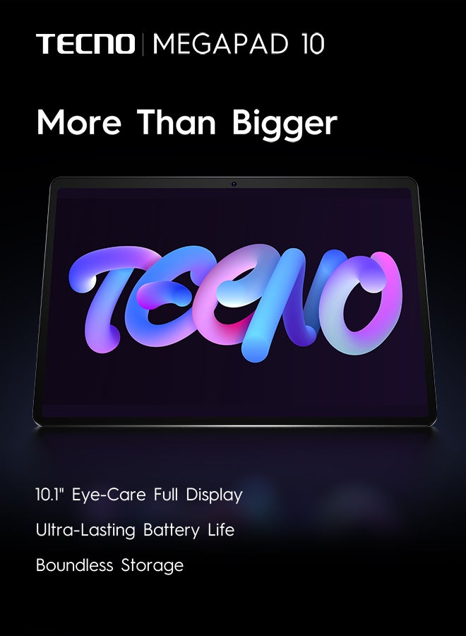 تكنو - MEGAPAD 10.1 inch Dark grey 4GB RAM 128GB  4G LTE  + free MEGAPAD cover - Middle East Version - Image 1