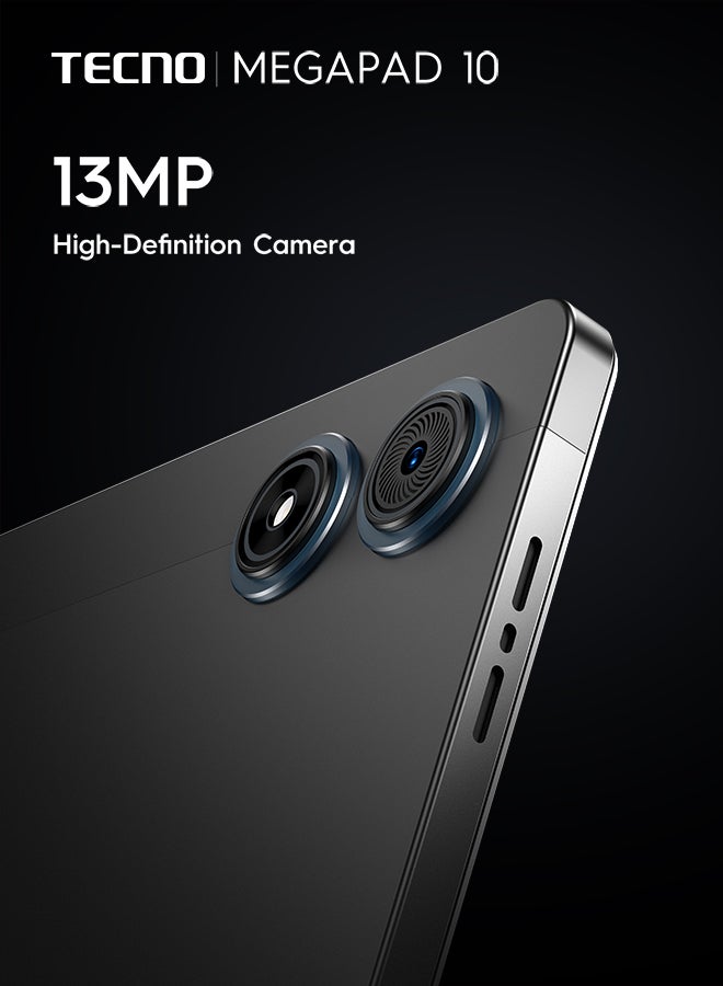 تكنو - MEGAPAD 10.1 inch Dark grey 4GB RAM 128GB  4G LTE  + free MEGAPAD cover - Middle East Version - Image 1