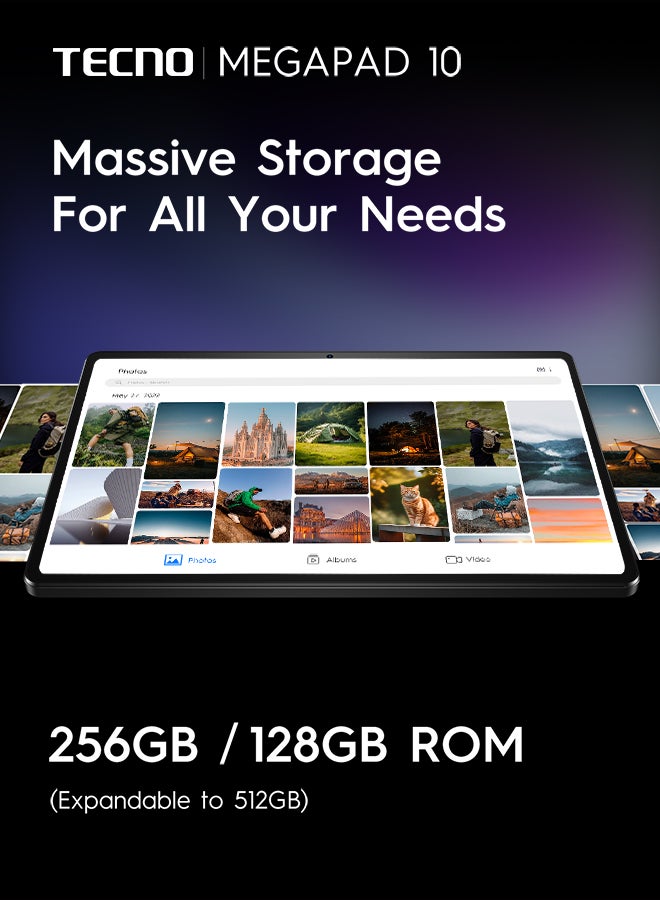 تكنو - MEGAPAD 10.1 inch Dark grey 4GB RAM 128GB  4G LTE  + free MEGAPAD cover - Middle East Version - Image 1