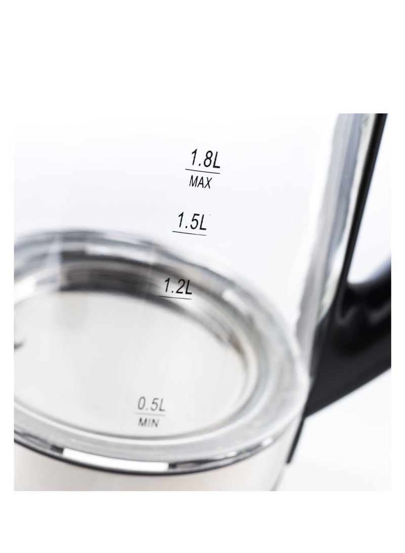 كراون لاين Electric Glass Kettle, Fast Boiling, Durable Design 1.8 L 2200 W KT-414 ‎Clear Glass With Black And Silver Accents  - Image 3