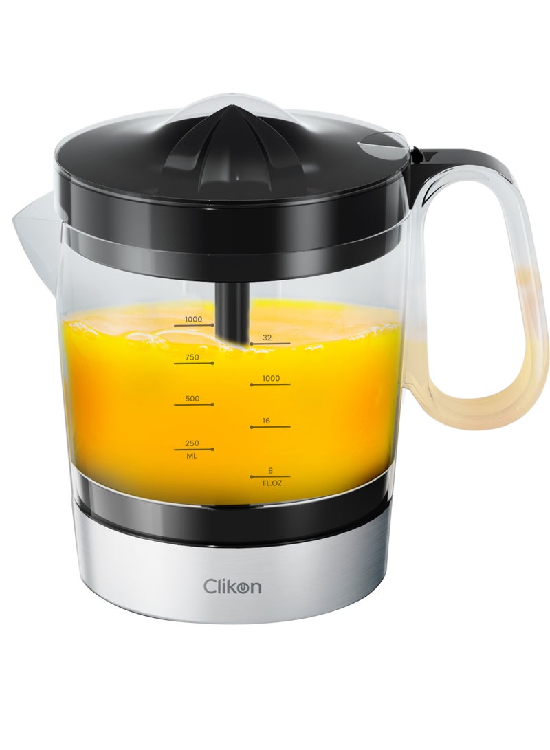 Clikon Citrus Juicer 40W, 1.0L – Powerful Electric Citrus Press for Fresh Orange, Lemon, and Lime Juice 40 W CK2688 Black/Clear - Image 1