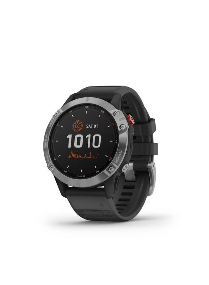 GARMIN Fenix 6 Solar Silver With Band Black - Image 1