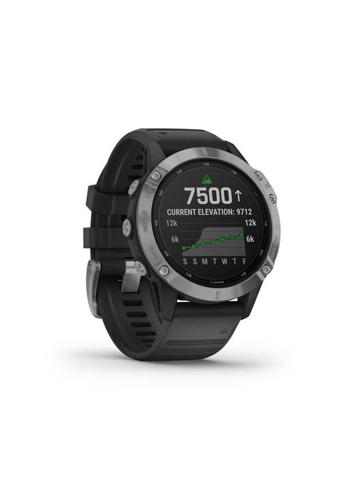 GARMIN Fenix 6 Solar Silver With Band Black - Image 2