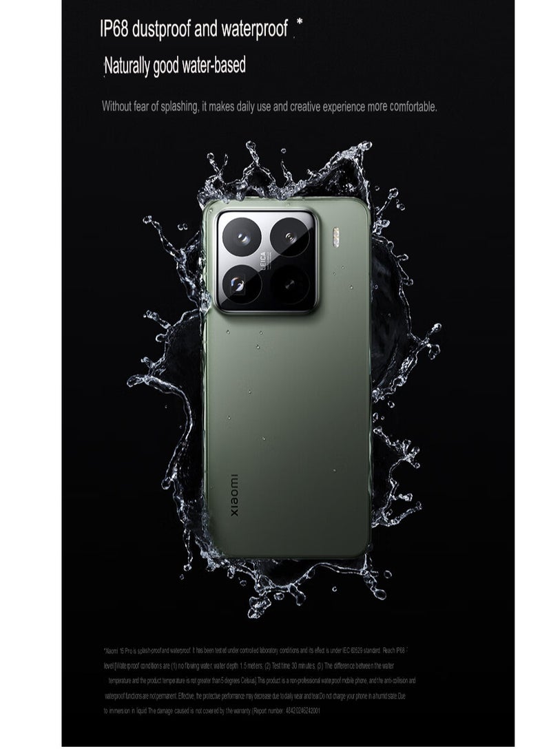 15 Pro Mobile 512GB 16GB RAM Leica Optics Summilux Lens｜Light Hunter 900 Image Sensor | 120mm Leica periscope telephoto| Hyper OS 2 | Qualcomm Snapdragon 8 Elite Green with Google play Chinese version