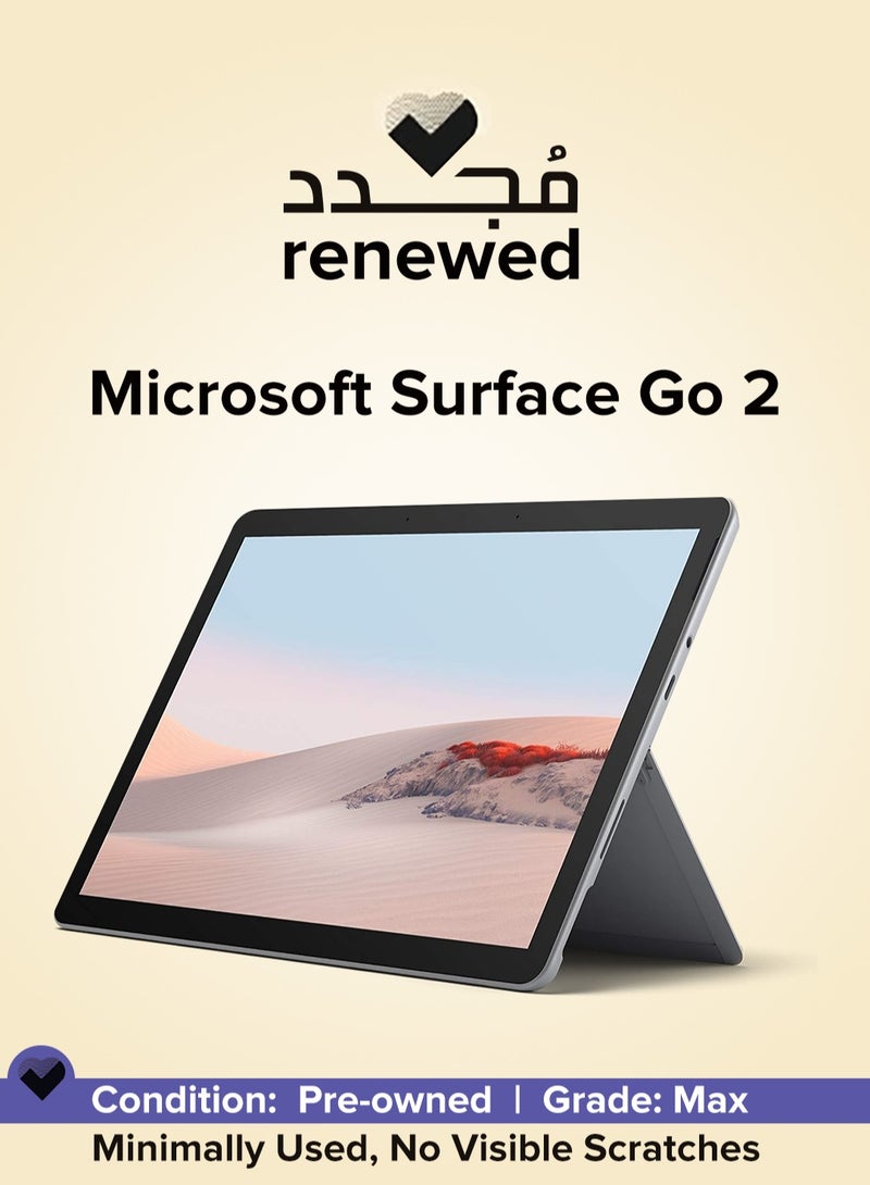 مايكروسوفت Renewed - Surface Go 2 With 10.5-Inch Touchscreen Display,Intel Core M3 8100Y/8th Gen/Dual Core/8GB RAM DDR3/128GB SSD/Intel UHD Graphics 615/Windows 10 English/Arabic Silver - Image 1