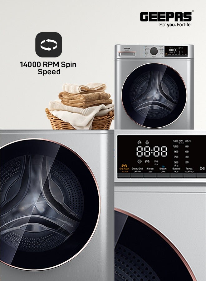 جيباس - Advanced Front Load Washing Machine with Digital Display, BLDC Motor, and Steam Clean 144 kW GWMF8140SRG Metallic Grey - Image 1