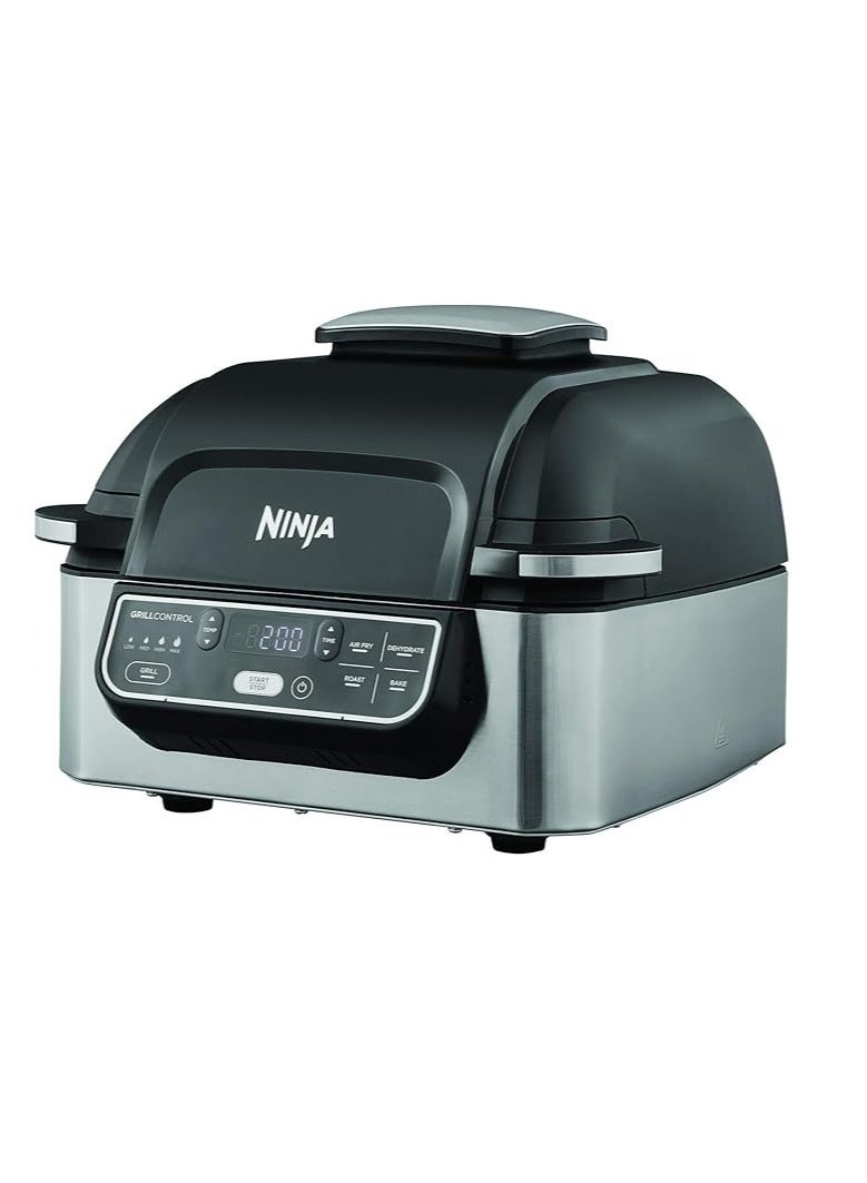 نينجا Foodi Health Grill and Air Fryer, 5.7L, Brushed Steel – Multi-Cooking, Smoke-Free, Oil-Free, Dishwasher-Safe, Ideal for Healthy Lifestyles 5.7 L 1750 W AG301UK Grey and Black  - Image 1