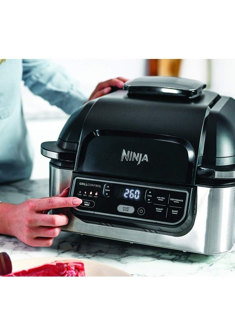 نينجا Foodi Health Grill and Air Fryer, 5.7L, Brushed Steel – Multi-Cooking, Smoke-Free, Oil-Free, Dishwasher-Safe, Ideal for Healthy Lifestyles 5.7 L 1750 W AG301UK Grey and Black  - Image 3