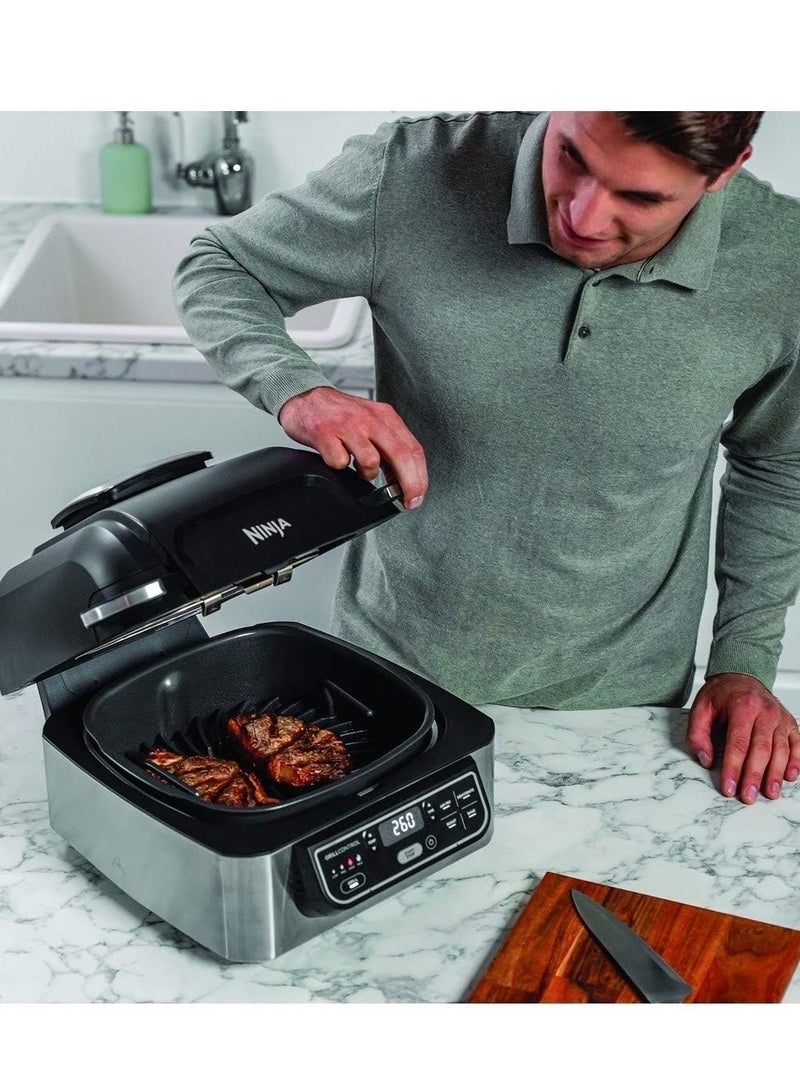 نينجا Foodi Health Grill and Air Fryer, 5.7L, Brushed Steel – Multi-Cooking, Smoke-Free, Oil-Free, Dishwasher-Safe, Ideal for Healthy Lifestyles 5.7 L 1750 W AG301UK Grey and Black  - Image 4