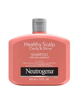 Neutrogena Exfoliating Healthy Scalp Clarify & Shine Shampoo for Oily Hair and Scalp, Anti-Residue Shampoo with Pink Grapefruit, pH-Balanced, Paraben & Phthalate-Free, Color-Safe, 12oz  - Image 1