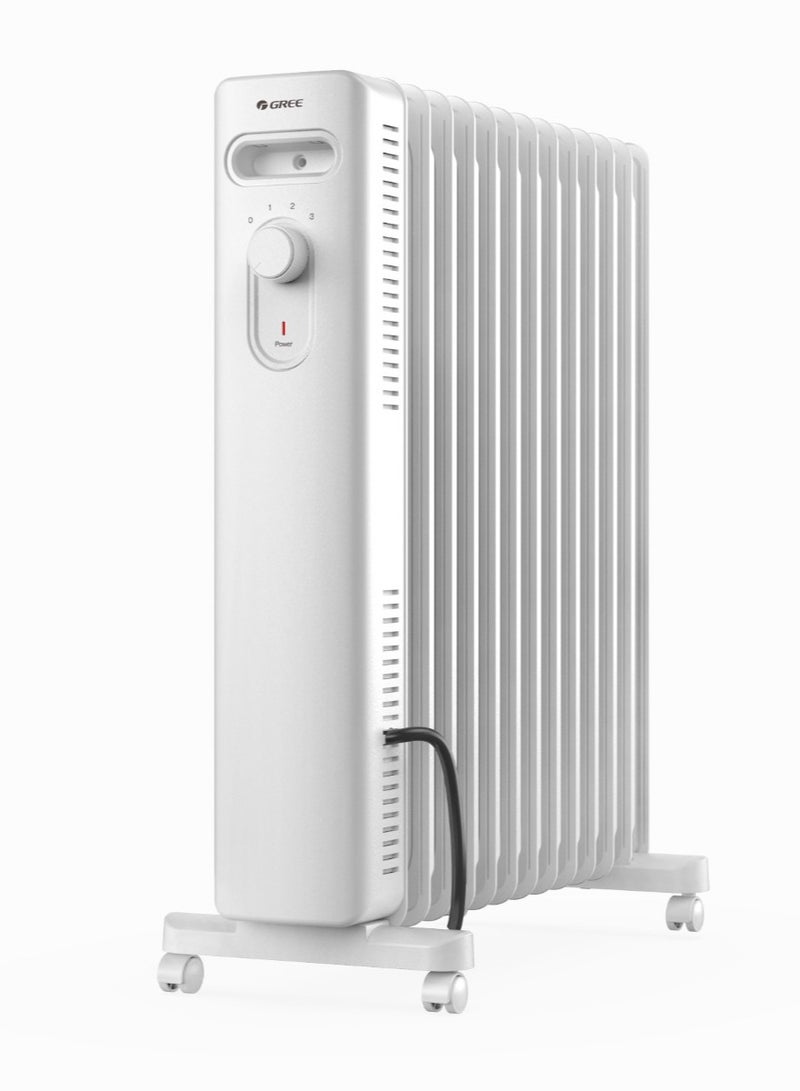 Gree Oil Heater 15 Fins, 2500 W, 3 Temperature Settings - NYWK22-25-15a 2500 W NYWK22-25-15A White - Image 1