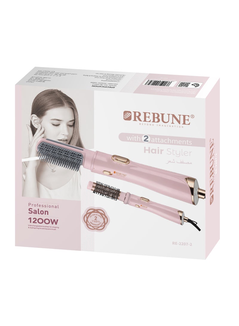 ريبون Hair Styler With Two Brushes Two Temperature Levels Cold Air 1200W Pink  - Image 5