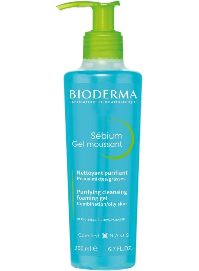 بيوديرما Sebium Gel Moussant Face Wash Blue 200ml  - Image 1