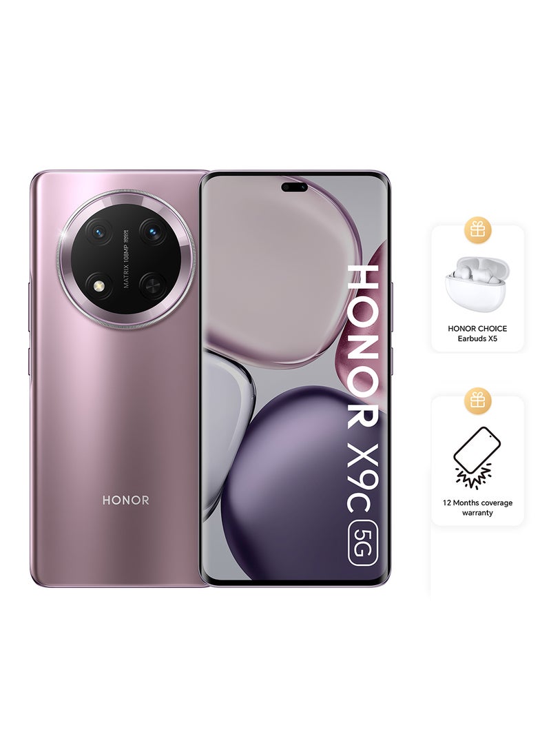 Honor X9c Dual SIM Titanium Purple 12GB RAM 256GB 5G With Free Buds - Middle East Version  - Image 1
