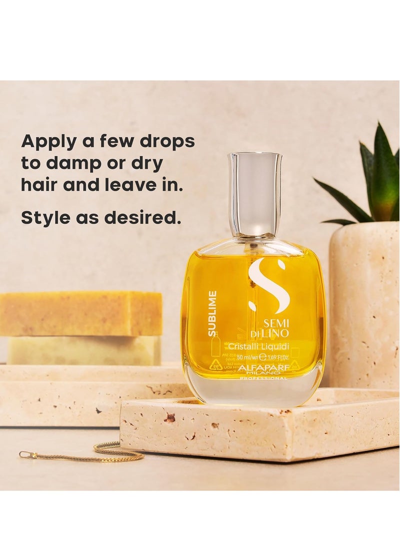 ALFAPARF Milano Semi di Lino Sublime Cristalli Liquidi Hair Oil Serum with Thermal Protection - Anti Frizz Hair Serum & Smoothing Heat Protectant Spray with Vitamin E for Frizzy Hair (0.51 oz / 15 ml)  - Image 3