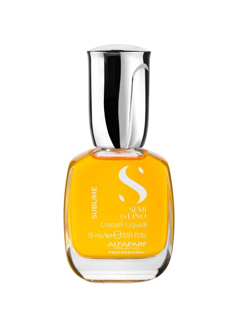 ALFAPARF Milano Semi di Lino Sublime Cristalli Liquidi Hair Oil Serum with Thermal Protection - Anti Frizz Hair Serum & Smoothing Heat Protectant Spray with Vitamin E for Frizzy Hair (0.51 oz / 15 ml)  - Image 1
