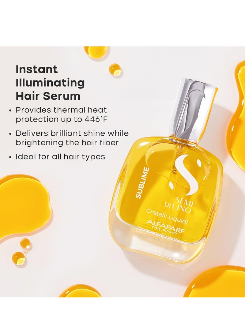 ALFAPARF Milano Semi di Lino Sublime Cristalli Liquidi Hair Oil Serum with Thermal Protection - Anti Frizz Hair Serum & Smoothing Heat Protectant Spray with Vitamin E for Frizzy Hair (0.51 oz / 15 ml)  - Image 2