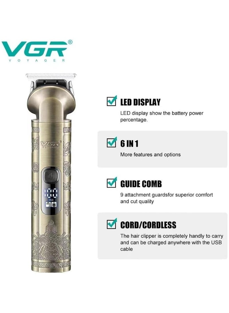 في جي آر - V109 IPX6 Waterproof Professional 6 in 1 Hair Trimmer Beard Nose Trimmer Kit - Image 1