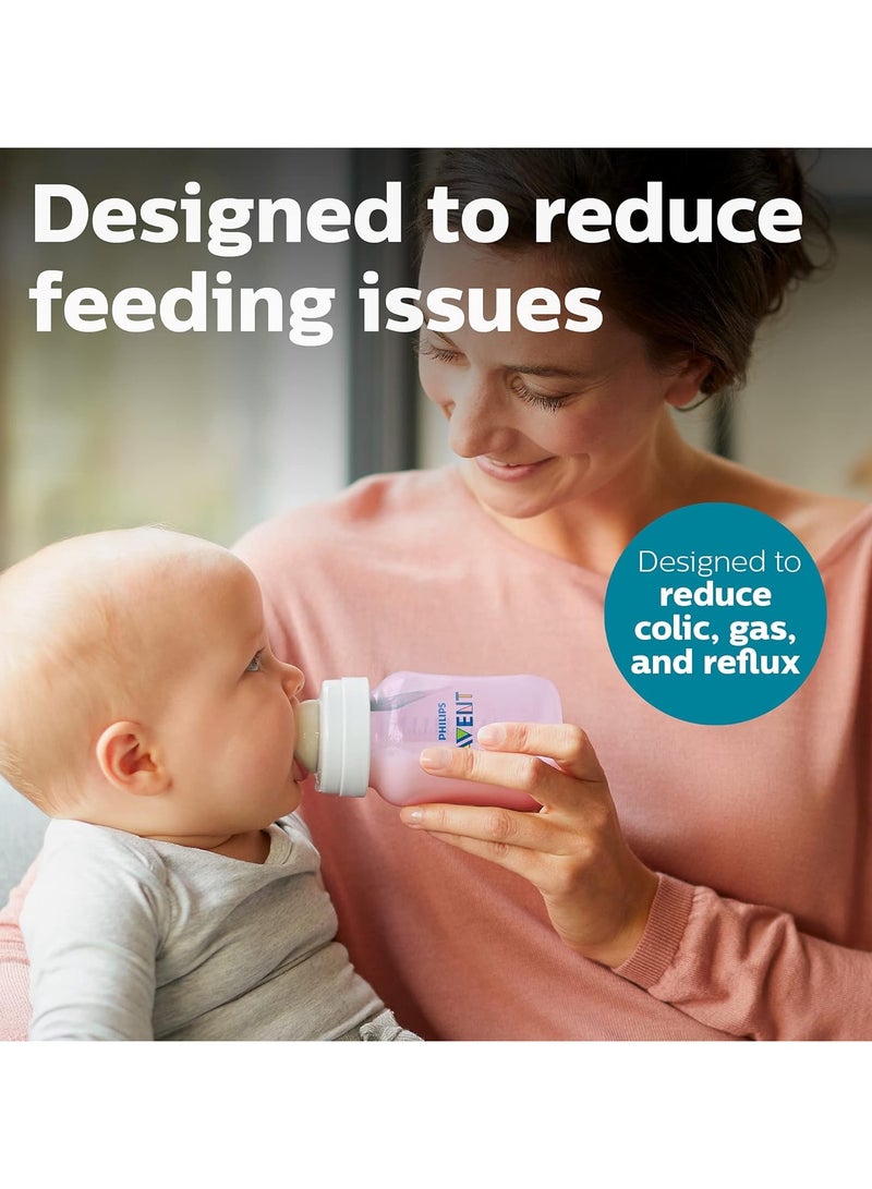 PHILIPS AVENT Anti Colic Baby Bottles with AirFree Vent, 260 ml, Pack of 4, Pink, 1m+  - Image 3
