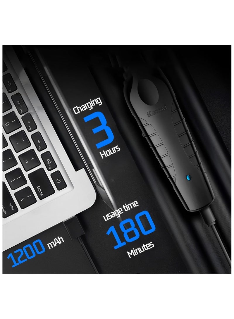 Kemei - Professional Cordless Men's Shaver Beard Trimmer Hair Clipper T-Blade Haircut Machine, KM-2299 - Image 1