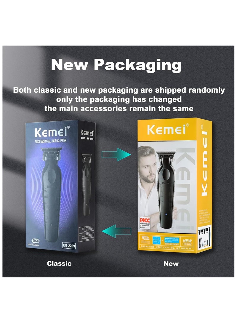 Kemei - Professional Cordless Men's Shaver Beard Trimmer Hair Clipper T-Blade Haircut Machine, KM-2299 - Image 1