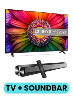 LG 65 Inch UHD UR80 4K Smart TV with HDR10 Pro, 50Hz, α5 AI Processor 4K Gen6, webOS 23, and 2.0 Channel 600W Soundbar, Bluetooth, USB, FM Radio TH-N322B + 65UR80006LJ+SOUNDBAR Black  - Image 2