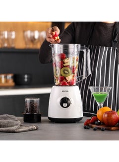 كريبتون Blender Powerful Motor 2 in 1 with 4 Speed Settings and Pulse |Transparent and Unbreakable Jar | Sharp Blade | Perfect for making Smoothies, Milkshakes and Grinding Beans, Coconut, Nuts - 1.7 L 600 W KNB6601 White  - Image 2