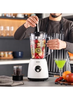 كريبتون Blender Powerful Motor 2 in 1 with 4 Speed Settings and Pulse |Transparent and Unbreakable Jar | Sharp Blade | Perfect for making Smoothies, Milkshakes and Grinding Beans, Coconut, Nuts - 1.7 L 600 W KNB6601 White  - Image 4