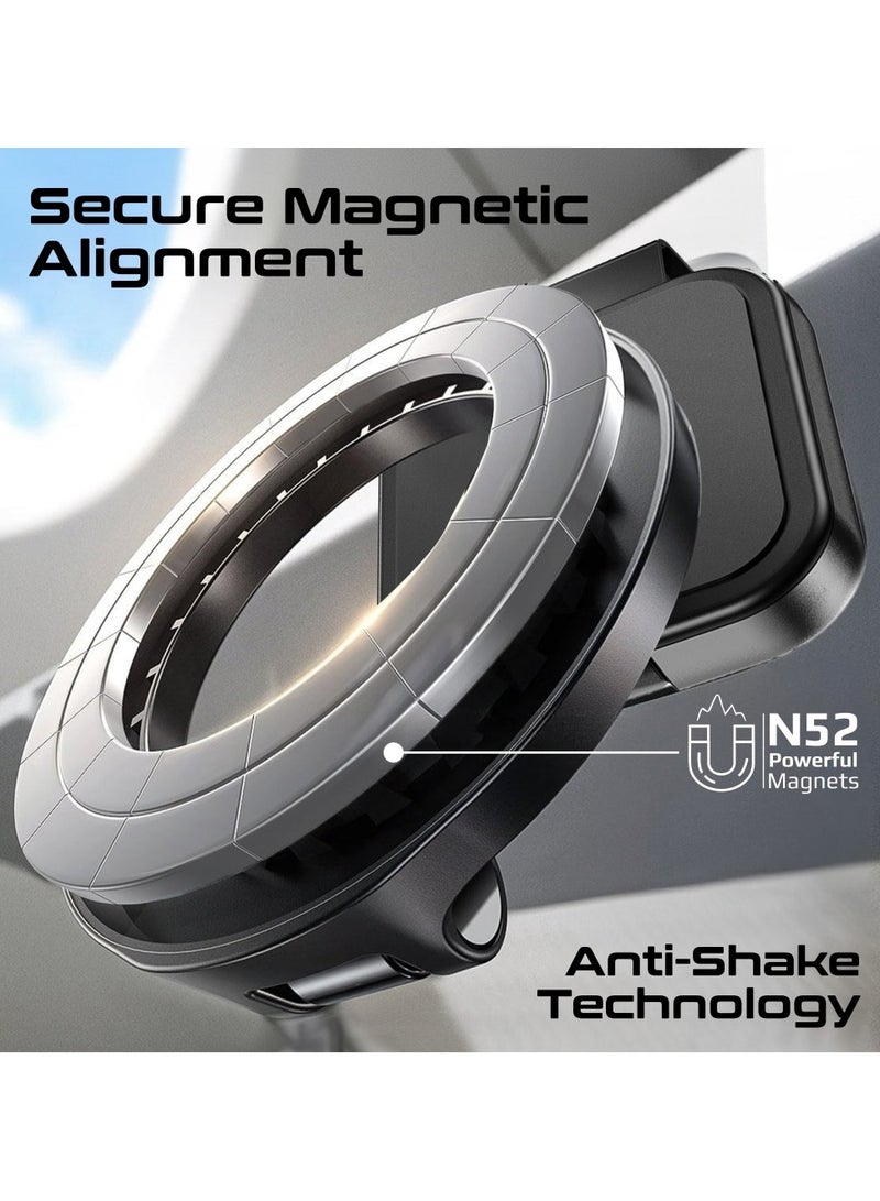 PROMATE - Magnetic Clip-On Phone Mount with MagSafe, N52 Magnets, 360° Rotation, Foldable Design, Anti-Shake Stability, Cradle-Free Mounting, and Easy Any Surface Attachment, MagHook Black - Image 1