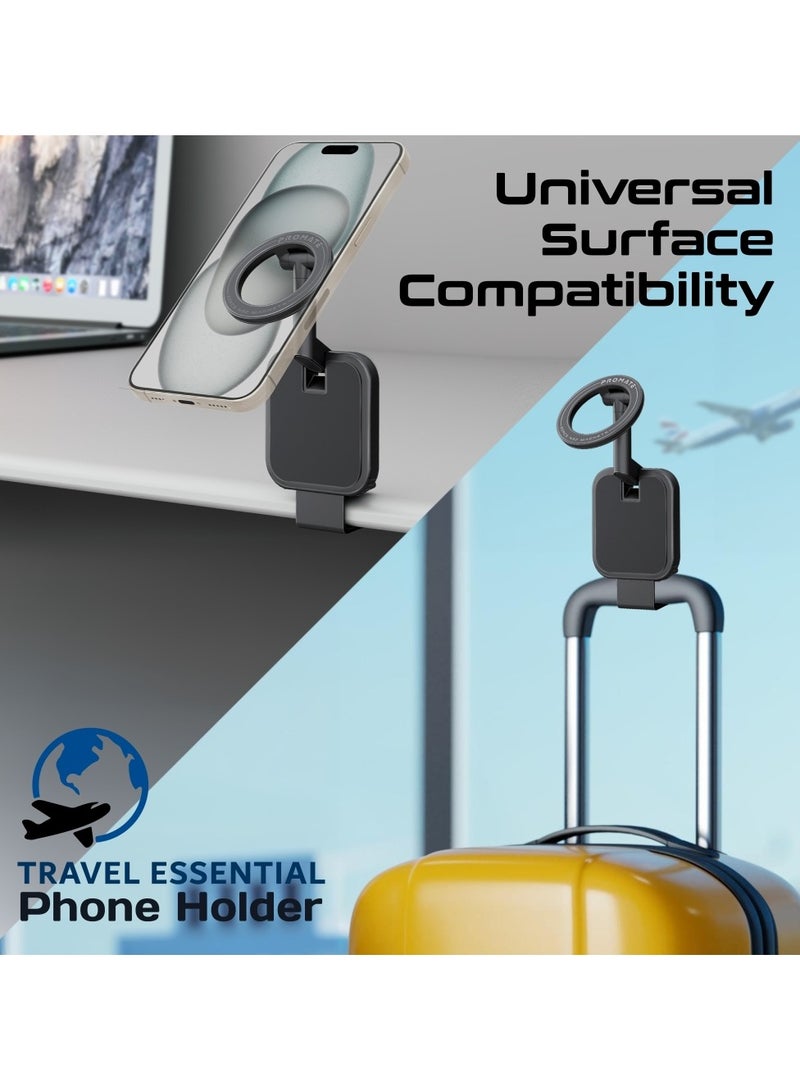 PROMATE - Magnetic Clip-On Phone Mount with MagSafe, N52 Magnets, 360° Rotation, Foldable Design, Anti-Shake Stability, Cradle-Free Mounting, and Easy Any Surface Attachment, MagHook Black - Image 1