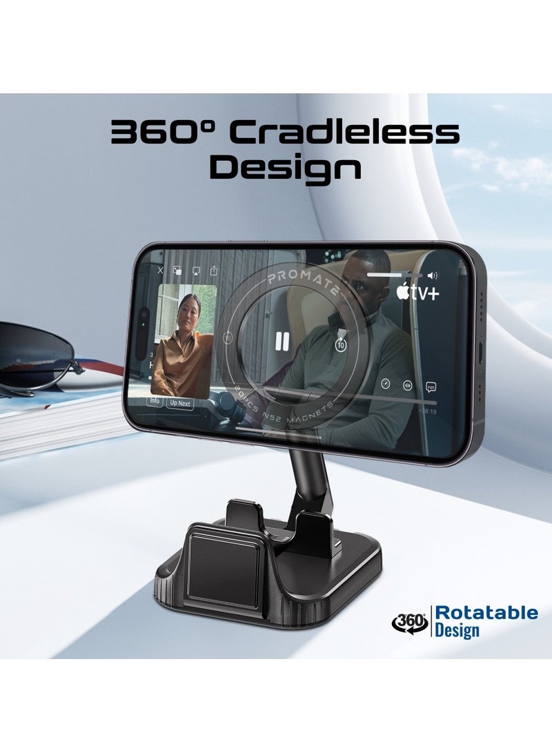 PROMATE - Magnetic Clip-On Phone Mount with MagSafe, N52 Magnets, 360° Rotation, Foldable Design, Anti-Shake Stability, Cradle-Free Mounting, and Easy Any Surface Attachment, MagHook Black - Image 1