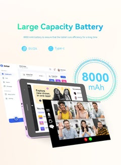 C idea 8 inch tablet,Android 14 Tab,5G Tablet with 8GB Ram 512GB Rom,8000mAh Battery With SIM and Keyboard,CM828 Purple  - Image 5
