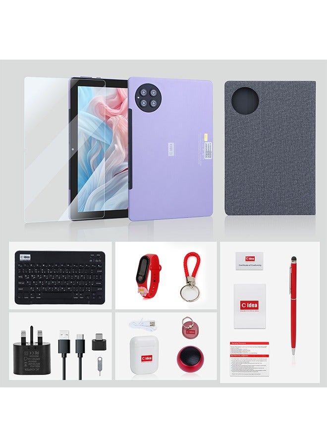 C idea - 10.1 Inches Tablet, Android 13 Tab,5G Tablet Dual SIM 8GB Ram 512GB Rom,10000mAh Battery With Bluetooth Keyboard, Mouse and Speaker CM8800plus-purple - Image 1