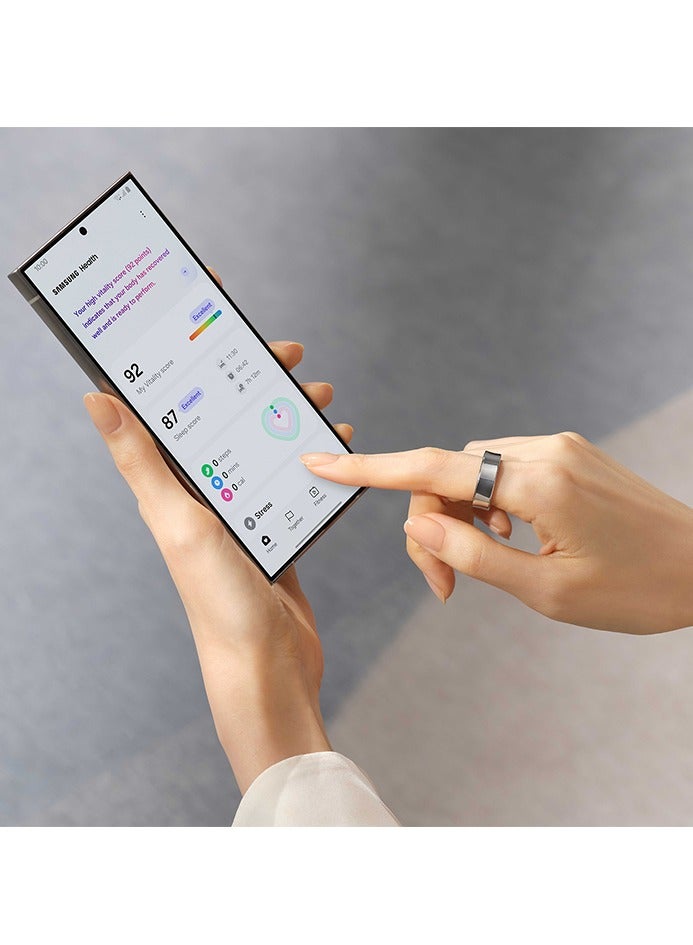 سامسونج Galaxy Ring Fitness Monitor Sleep Tracker AI Smart Ring Size 6 Titanium Silver - Image 4