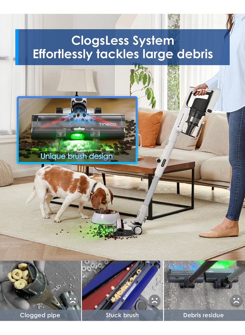 Tineco - A50S Cordless Stick Vacuum Cleaner, 185W Suction, 70Min Runtime, 1L Larger Dustbin, 3DSense Power Brush, PureCyclone Tech, Easily Tackles Large Debris 500 W VS202000SA White - Image 1