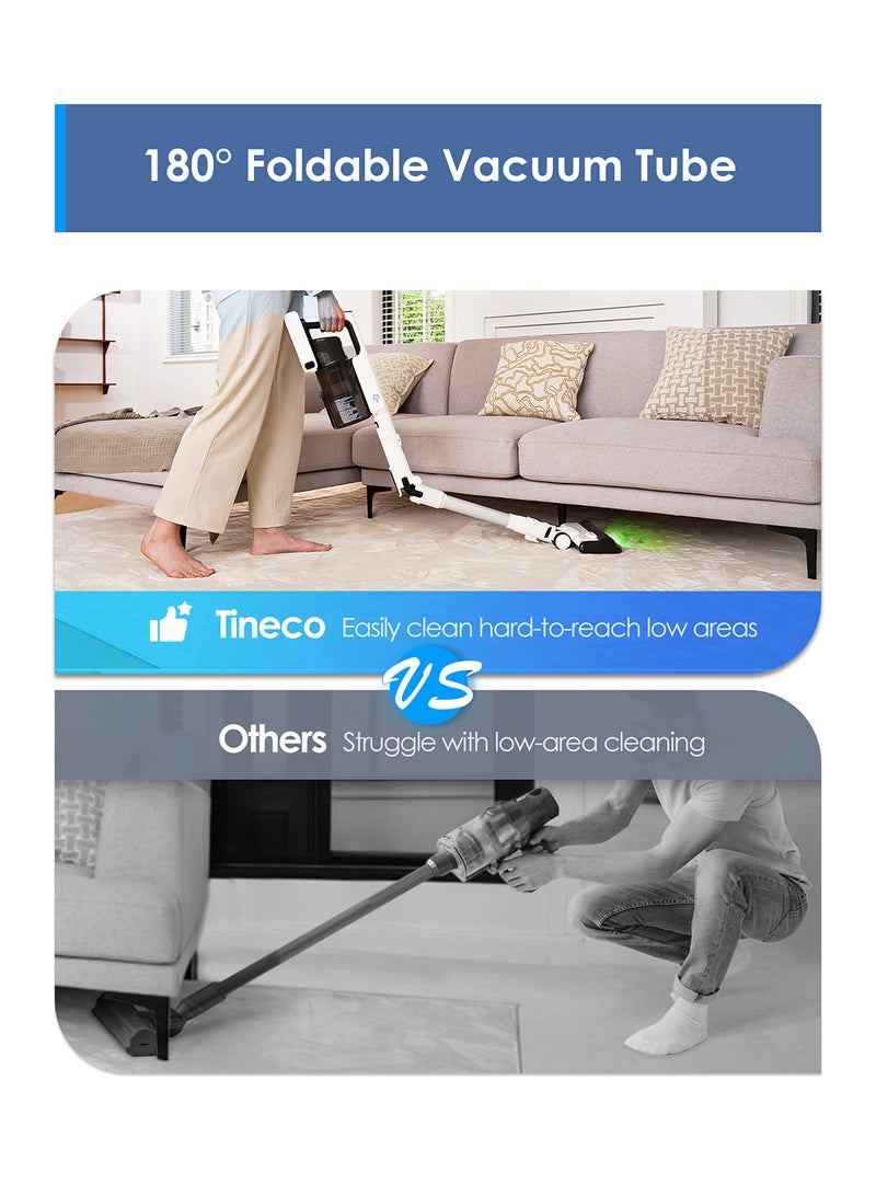 Tineco - A50S Cordless Stick Vacuum Cleaner, 185W Suction, 70Min Runtime, 1L Larger Dustbin, 3DSense Power Brush, PureCyclone Tech, Easily Tackles Large Debris 500 W VS202000SA White - Image 1