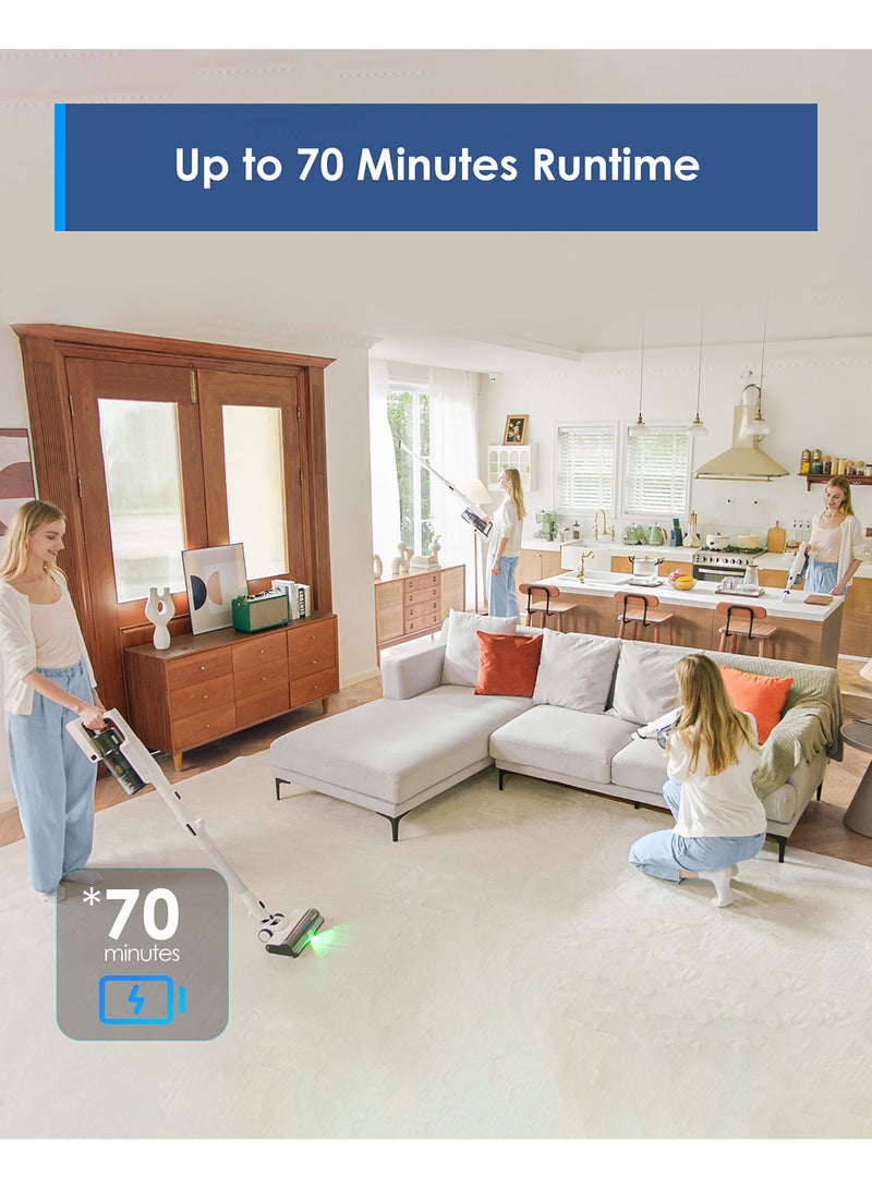 Tineco - A50S Cordless Stick Vacuum Cleaner, 185W Suction, 70Min Runtime, 1L Larger Dustbin, 3DSense Power Brush, PureCyclone Tech, Easily Tackles Large Debris 500 W VS202000SA White - Image 1
