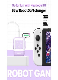 Ugreen 65W GaN Charger Robot Design Quick Charge 4.0 3.0 PPS For Macbook Laptop Tablet iPhone 16 15 14 Pro PD Fast USB Charger Purple  - Image 5