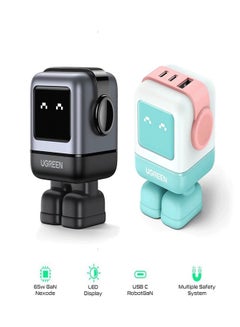 Ugreen 65W GaN Charger Robot Design Quick Charge 4.0 3.0 PPS For Macbook Laptop Tablet iPhone 16 15 14 Pro PD Fast USB Charger Black  - Image 3