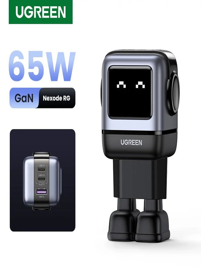 65W GaN Charger Robot Design Quick Charge 4.0 3.0 PPS For Macbook Laptop Tablet iPhone 16 15 14 Pro PD Fast USB Charger Black - pnsku/N70131309V/45/_/1732625320/10986c3b-9b71-4351-a2ab-ac7e7522c0e8