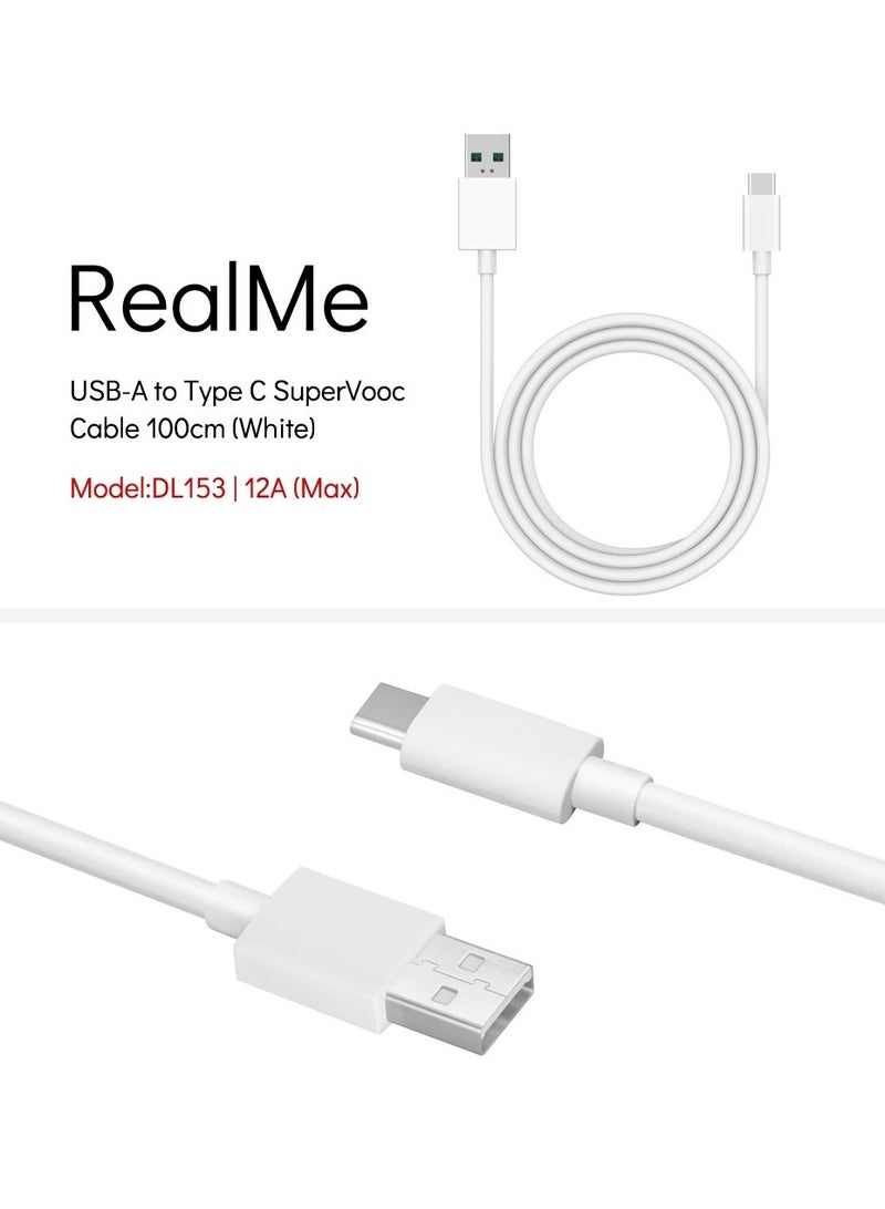 ريل مي SuperDart Cable USB A To Type-C 240w 12A 100CM Compatible With Oppo/OnePlus/Vivo/Super VOOC/Warp Charge/Dash Charge/Warp Cable/Dash Cable/SuperVooc cable White  - Image 4