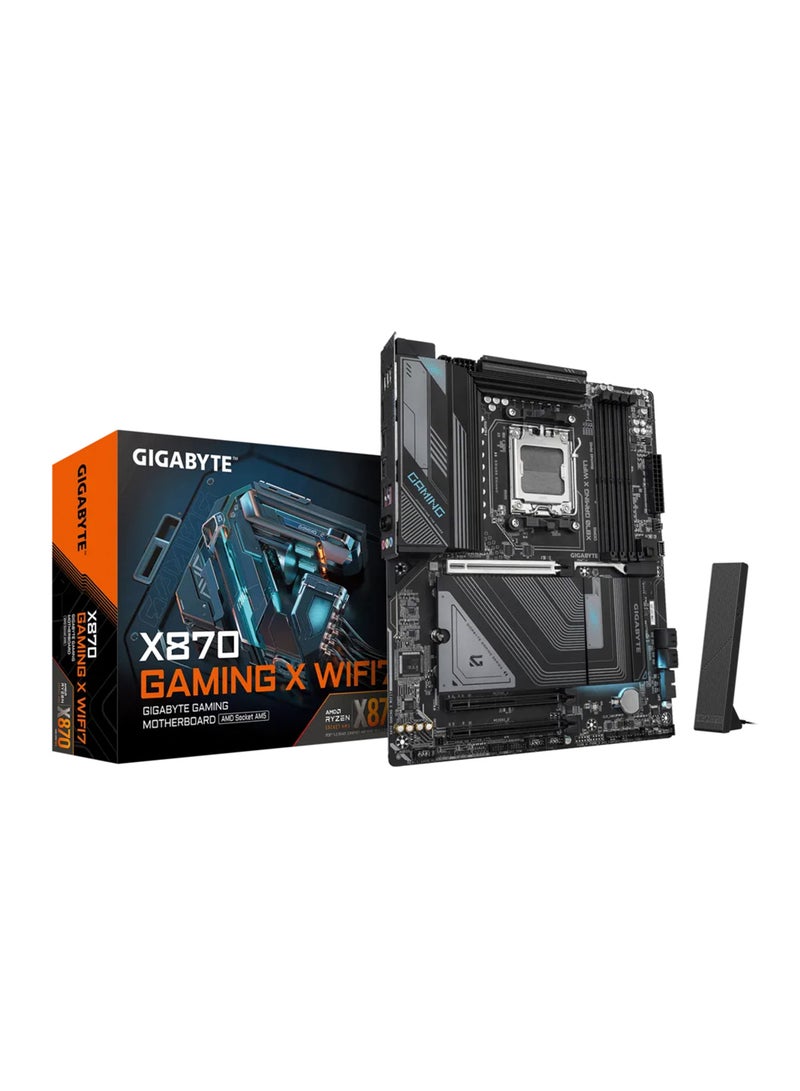 GIGABYTE X870 Gaming X Wi-Fi7 ATX Motherboard, AMD X870 Chipset, AM5 Socket, 256GB DDR5 Support, PCIe 5.0 x16, Triple M.2 Slots, 2.5Gbps Ethernet, Wi-Fi 7, Bluetooth 5.4, Dual USB4, HDMI, Digital Twin VRM, AI Snatch Engine, EZ Debug Zone | X870 GAMING X Wi-Fi7 Black  - Image 1