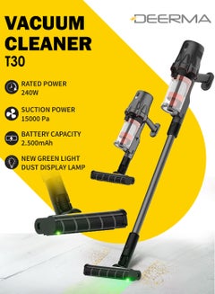 Cordless Wireless Vacuum Cleaner Portable and Lightweight Suction for Wet and Dry Messes Rechargeable Battery Includes Multiple Attachments Ideal for Home, Car, and More 240 W T30W Black