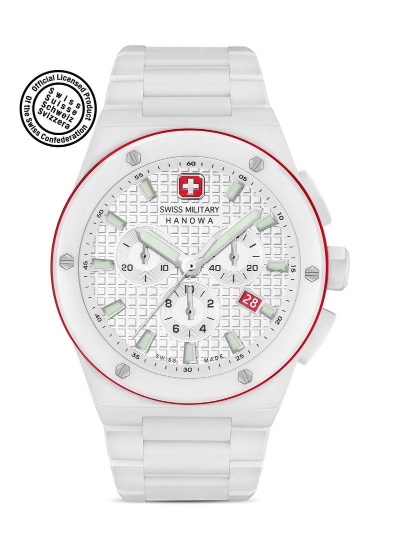 SWISS MILITARY HANOWA - Men's Sidewinder Ceramic Watch With White Ceramic Strap 10 Atm - SMWGI0002284 - Image 1